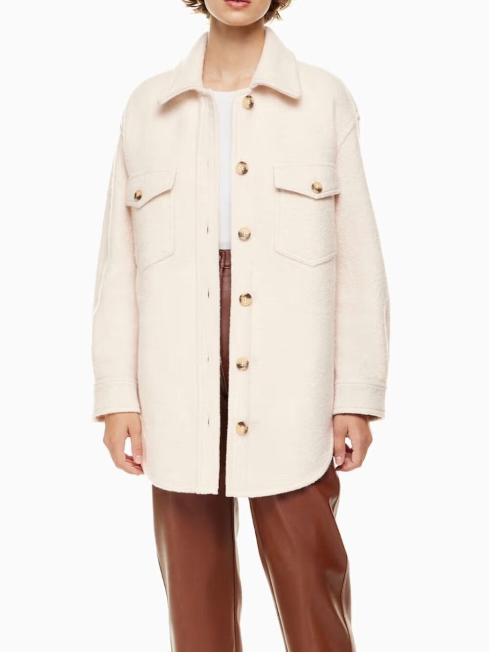Aritzia The Ganna Shirt Jacket Cream Merino Wool Sz S